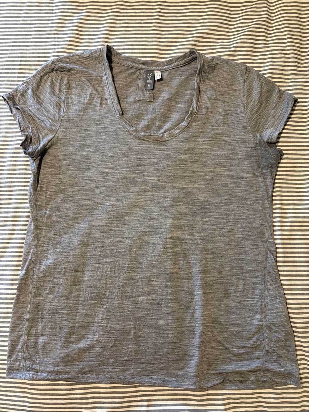Ibex Gray Scoop Neck Short Sleeve WoolTop